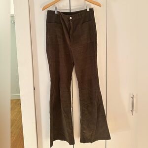 Cynthia Rowley Olive Corduroy Flare Pants